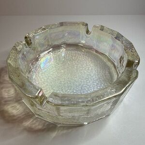 Vtg Blenko Heavy Texture Bottom MCM Glass 6” Ashtray Trinket Bowl Iridescent 60s
